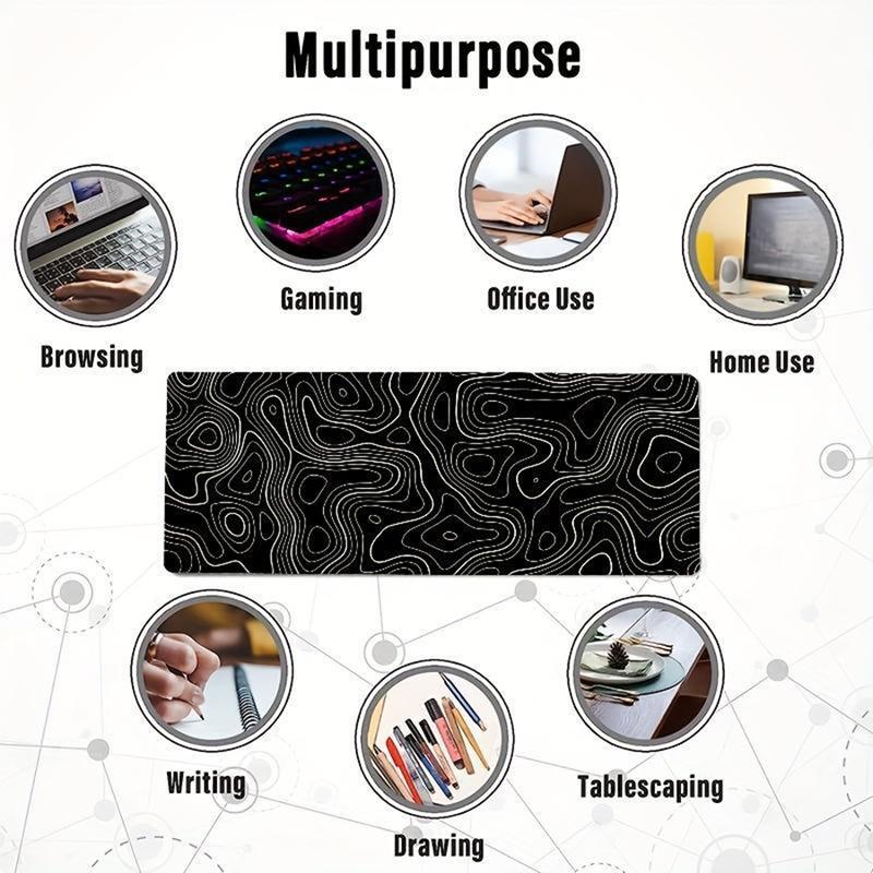 Extended Mouse Pad Large Size Mousepad for Gaming Office Home 80x30cm Black White Map