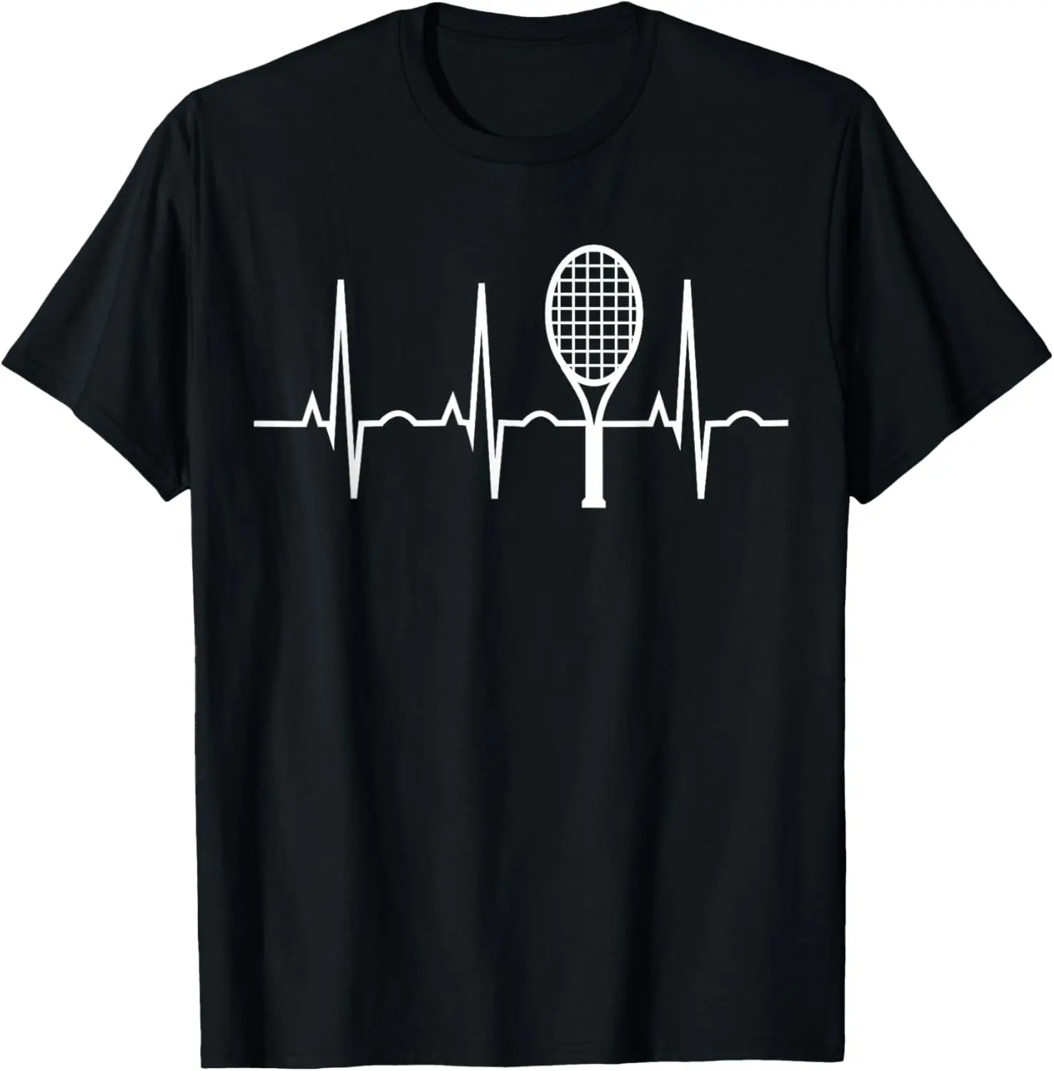 Tennis Lovers Heartbeat Jersey Gift for Tennis Players T-Shirt Top Unisex Casual Crewneck