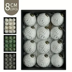 Vintage Style Christmas Tree Ornaments, Gold Silver Color Balls, Holiday Decorations for Wedding Party Supplies