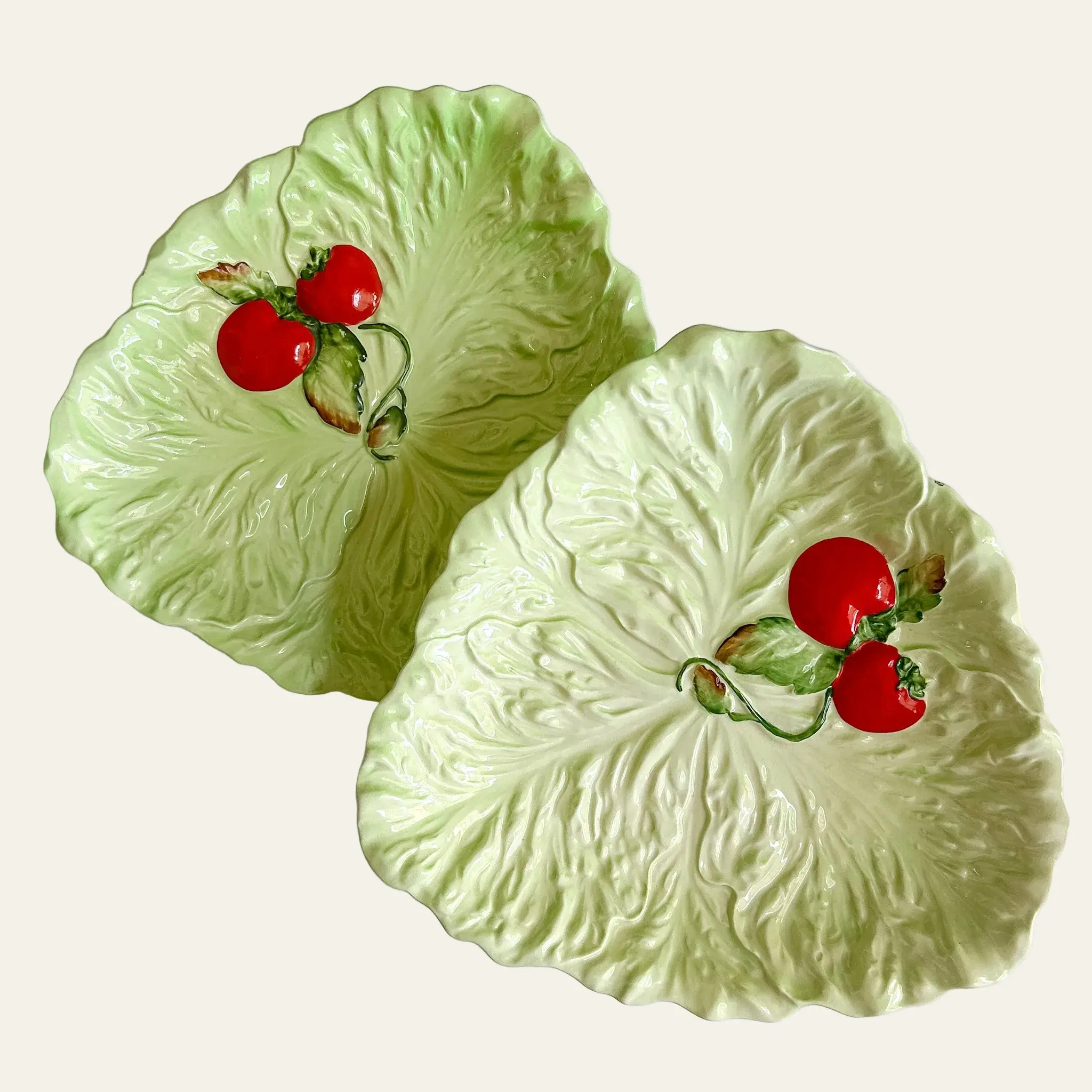 Pair of Vintage Carlton Ware Tomato & Lettuce Leaf Plates | English Australian Design