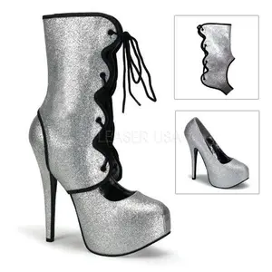 Bordello TEEZE-31G Silver Mini Glitter Pumps