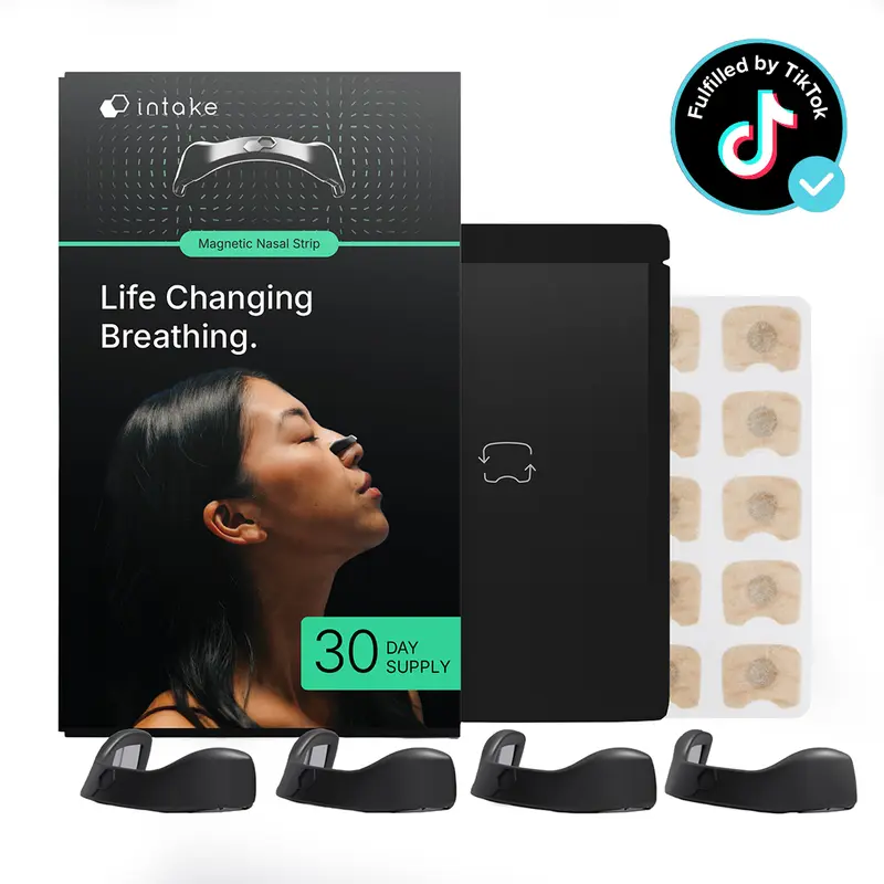 Intake Breathing Magnetic Nasal Strip Starter Kit and 30 Day Supply Extra Strength
