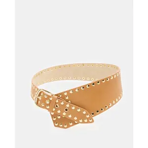 Steve Madden STUDDED WIDE WAIST BELT BROWN