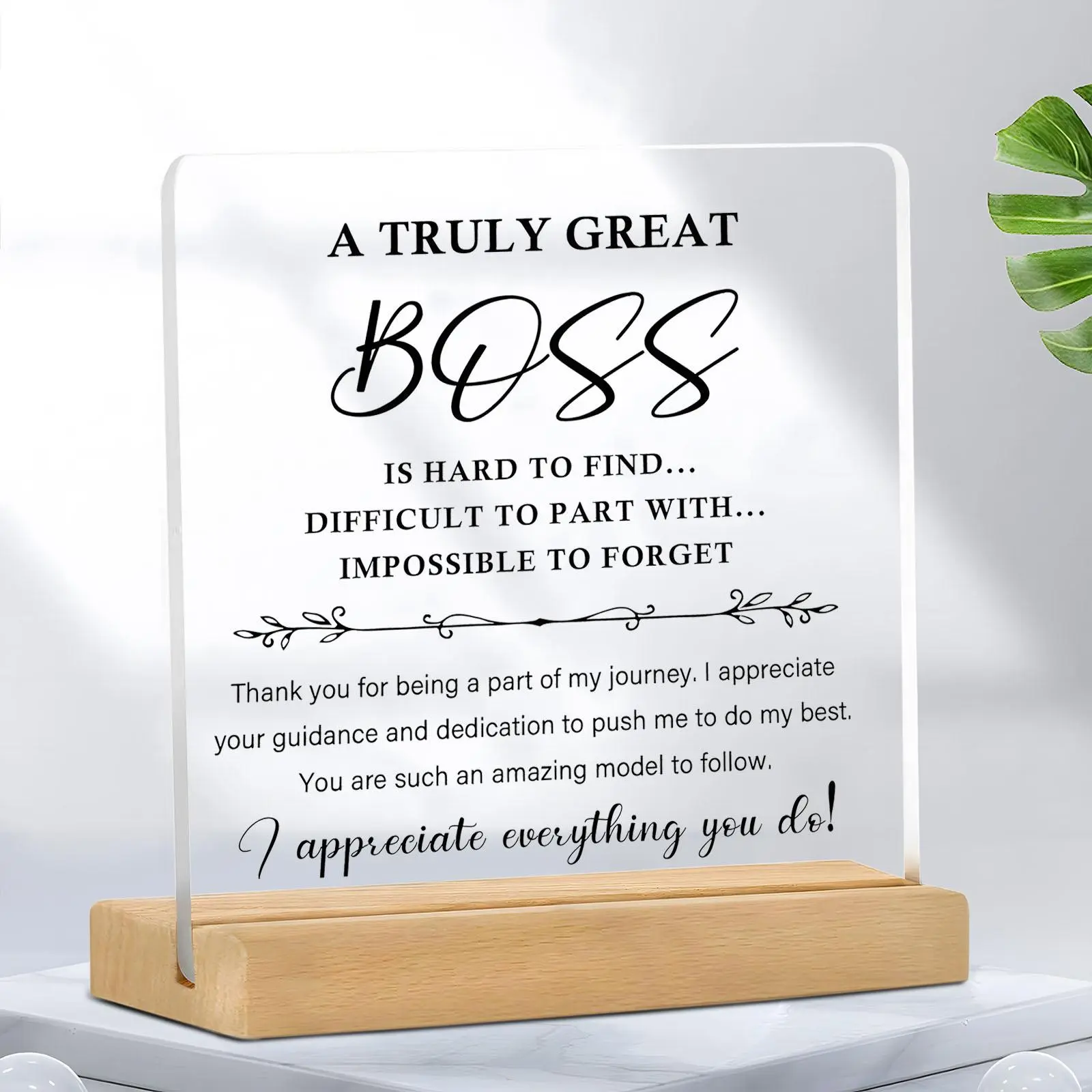 Acrylic Plaque, 1 Count Letter Pattern Desktop Ornament, Gift for Boss, Best Thank You Gift for Female Boss, Boss Inspirational Gift, Acrylic Plaque Sign, Acrylic Plaque Decor, Acrylic Signage Plaque, Decorative Plaque