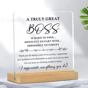 Acrylic Plaque, 1 Count Letter Pattern Desktop Ornament, Gift for Boss, Best Thank You Gift for Female Boss, Boss Inspirational Gift, Acrylic Plaque Sign
