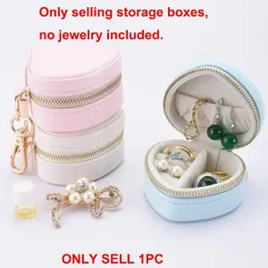 New Hanging Keychain Jewelry Box, Mini Heart Design, Portable Dustproof, Layered Storage, Suitable for Gym Travel, Small Ring Earring Holder