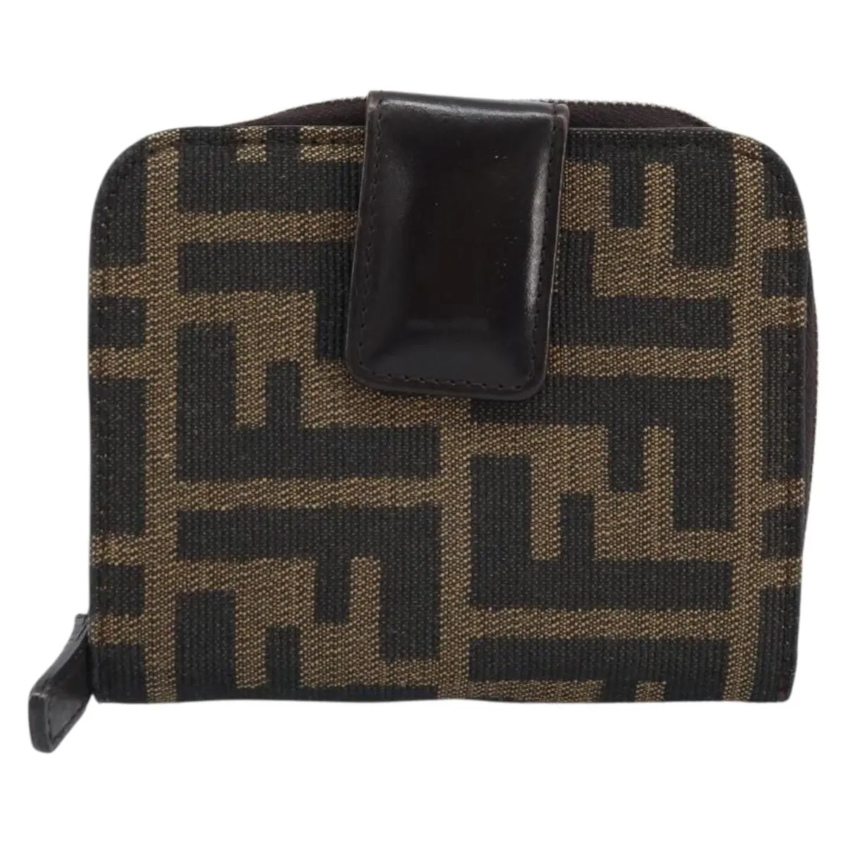 Pre-owned FENDI FINAL SALE Small Leather Goods Zucchino Compact Wallet