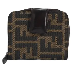 Pre-owned FENDI FINAL SALE Small Leather Goods Zucchino Compact Wallet
