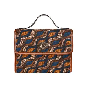 Blue & Brown Ankara Waves Pattern Handbag