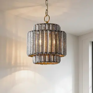 Modern 10-Inch Rupert Crystal Island Pendant Light Golden Finish Ceiling Hanging Light