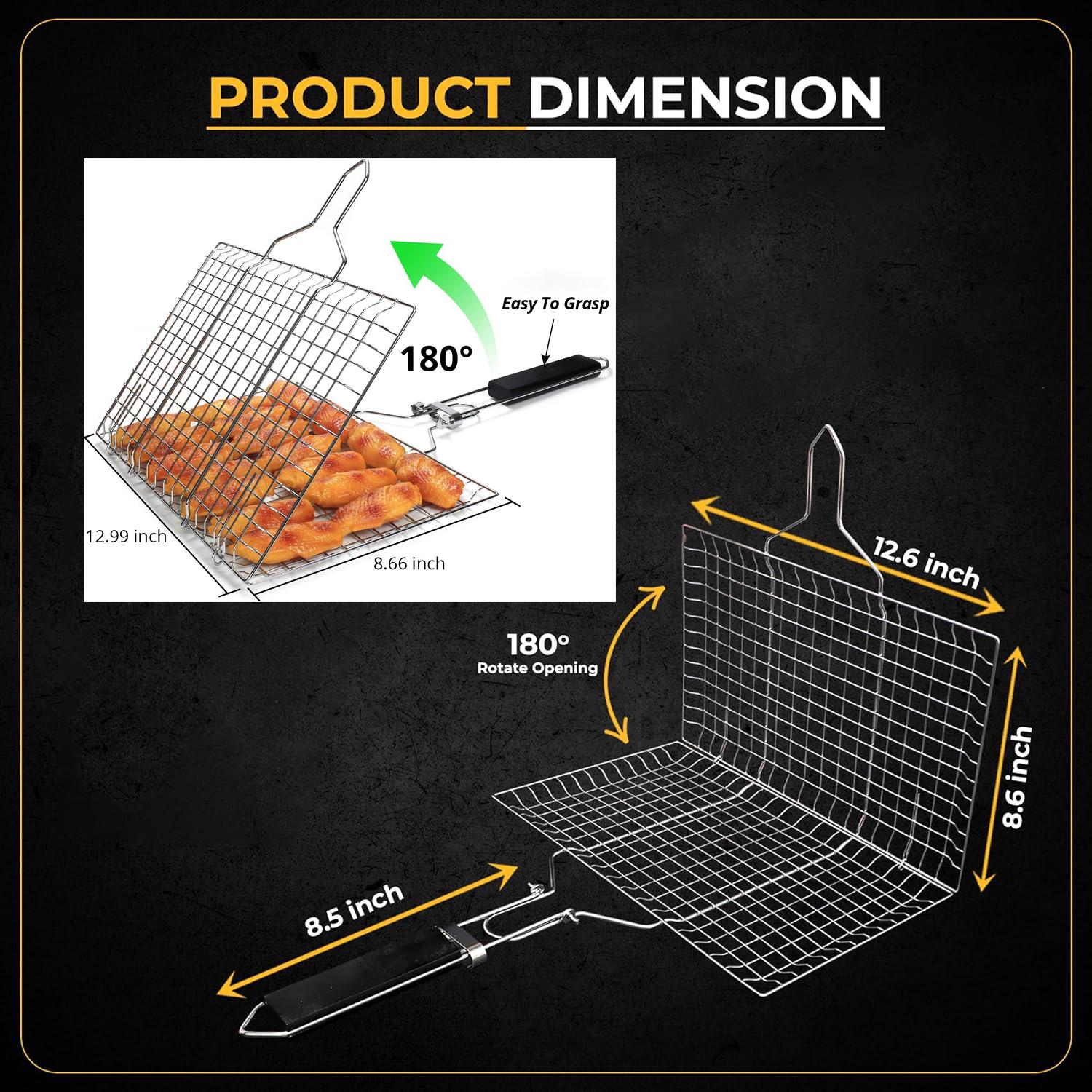 Expanded Outdoor Grill Mesh – Fish Grill Basket for Vegetables, Shrimp & BBQ – Stainless Steel Grilling Rack, Non-Stick BBQ Basket for Veggies, Seafood, Meat – Perfect for Camping, Backyard Grill, Gas & Charcoal Grill
