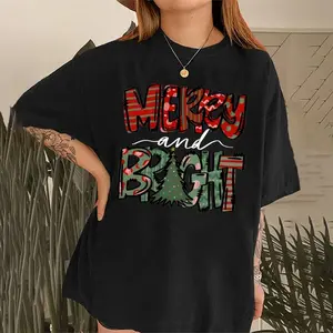 Christmas tshirt, Womens Christmas tshirt, Christmas tshirts for Women, Christmas Women,Merry Christmas tshirt cozy cotton festive top christmas t-shirt