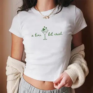 A Tini Bit Irish, St. Patrick's Day Shirt, Shamrock Shirt, Cute St. Patricks Day, Crop Top, Y2K, Aesthetic Shirt, Cute 90s St Paddy Outfit