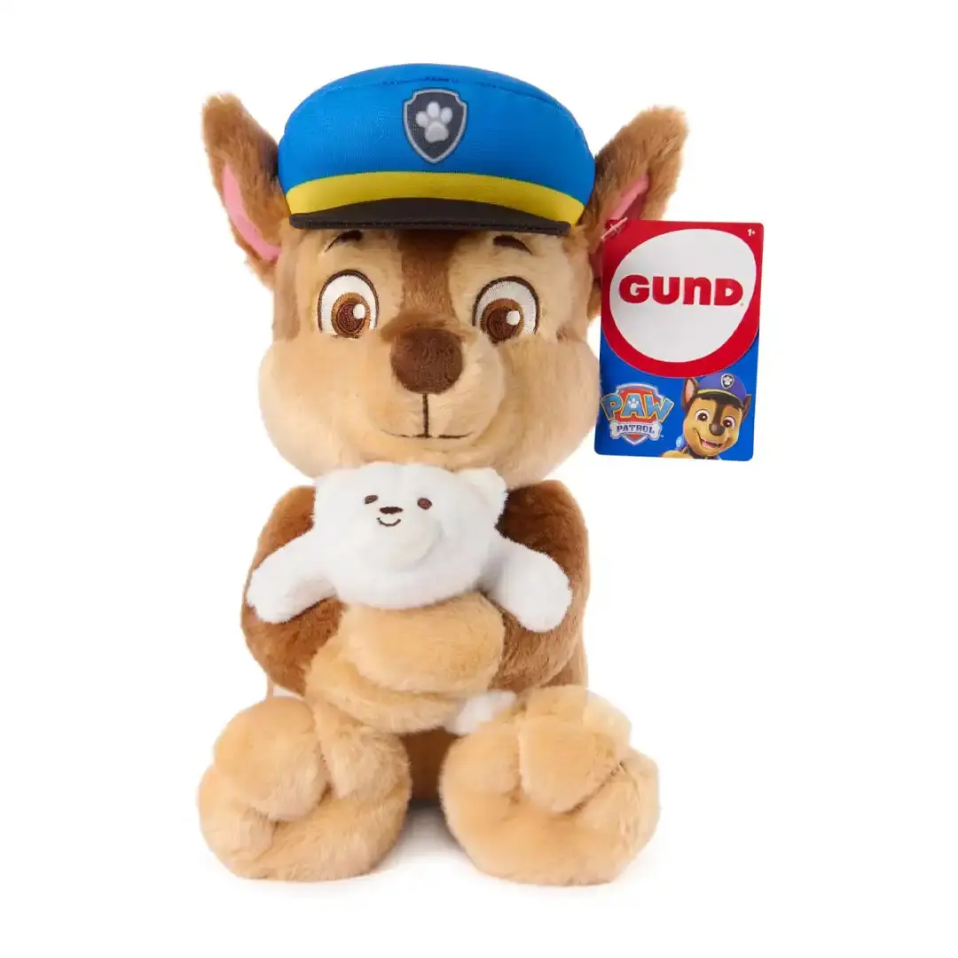 GUND Paw Patrol Chase Plush Toy with Snuffles Teddy Bear, 9.5 inches Tall, Unisex Ultra-Soft Fabric Stuffed Toy, Cheerful Smiling Expression, Display-Worthy for Young Children