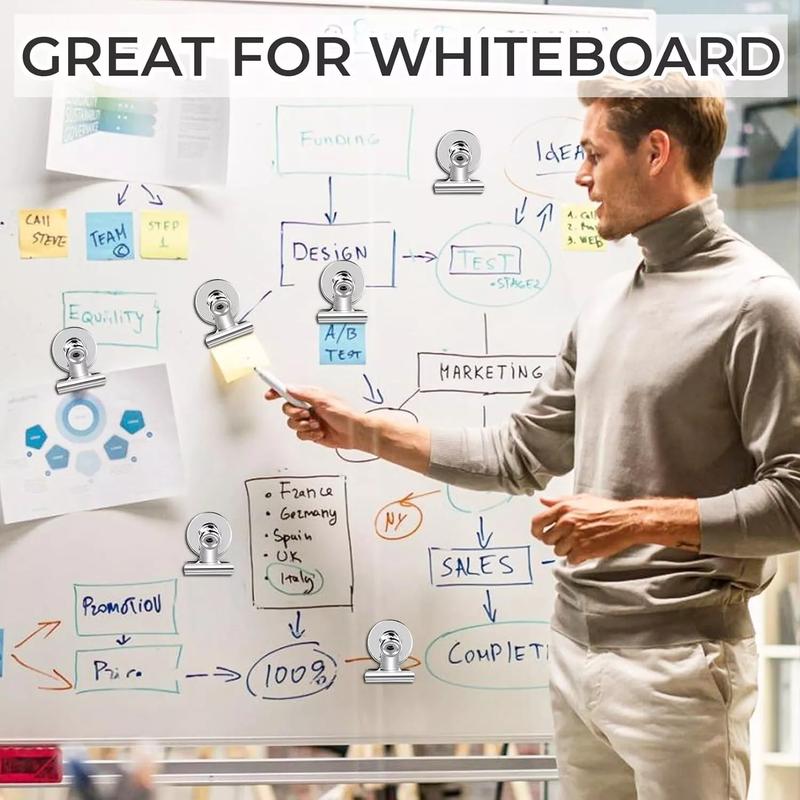 Super Z Outlet Magnetic Clips 16pcs Heavy Duty Refrigerator Magnet Clips Fridge Magnets Strong Round Metal Stainless Steel