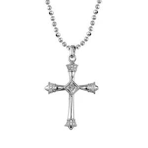 Euro-american wind sterling silver inset zircon cross necklace short men and women commuter ins cold wind necklace