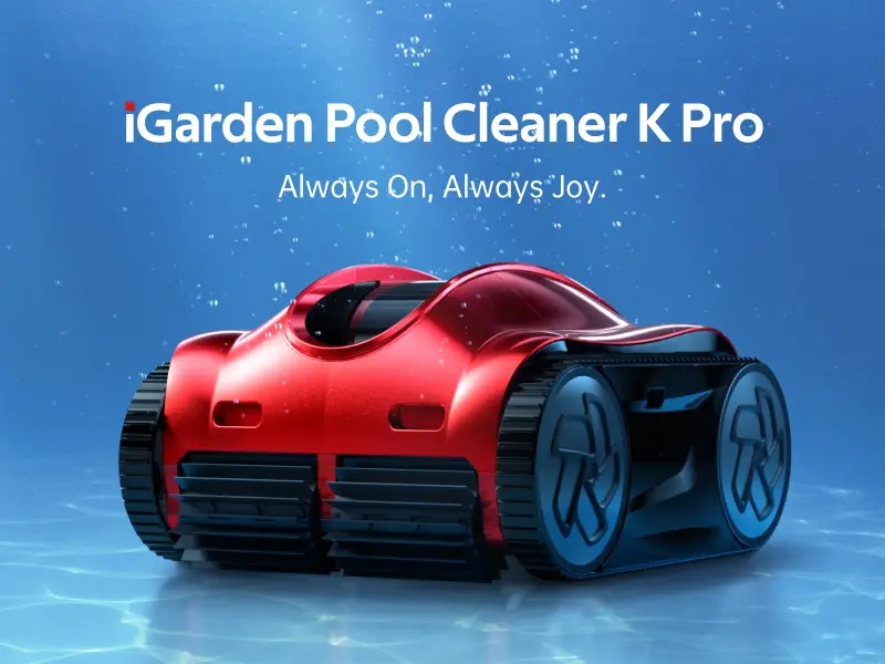 iGarden K Pro Cordless Robotic Pool Cleaner, for Inground Pools, Wall Climbing & Waterline Scrubbing, 200% Turbo Suction, Smart AI Navigation, App & Touchscreen Control, Up to 15H Runtime