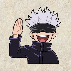 Waving Gojo Sticker – Meme Anime Greeting Sticker, Funny Reaction Decal Art