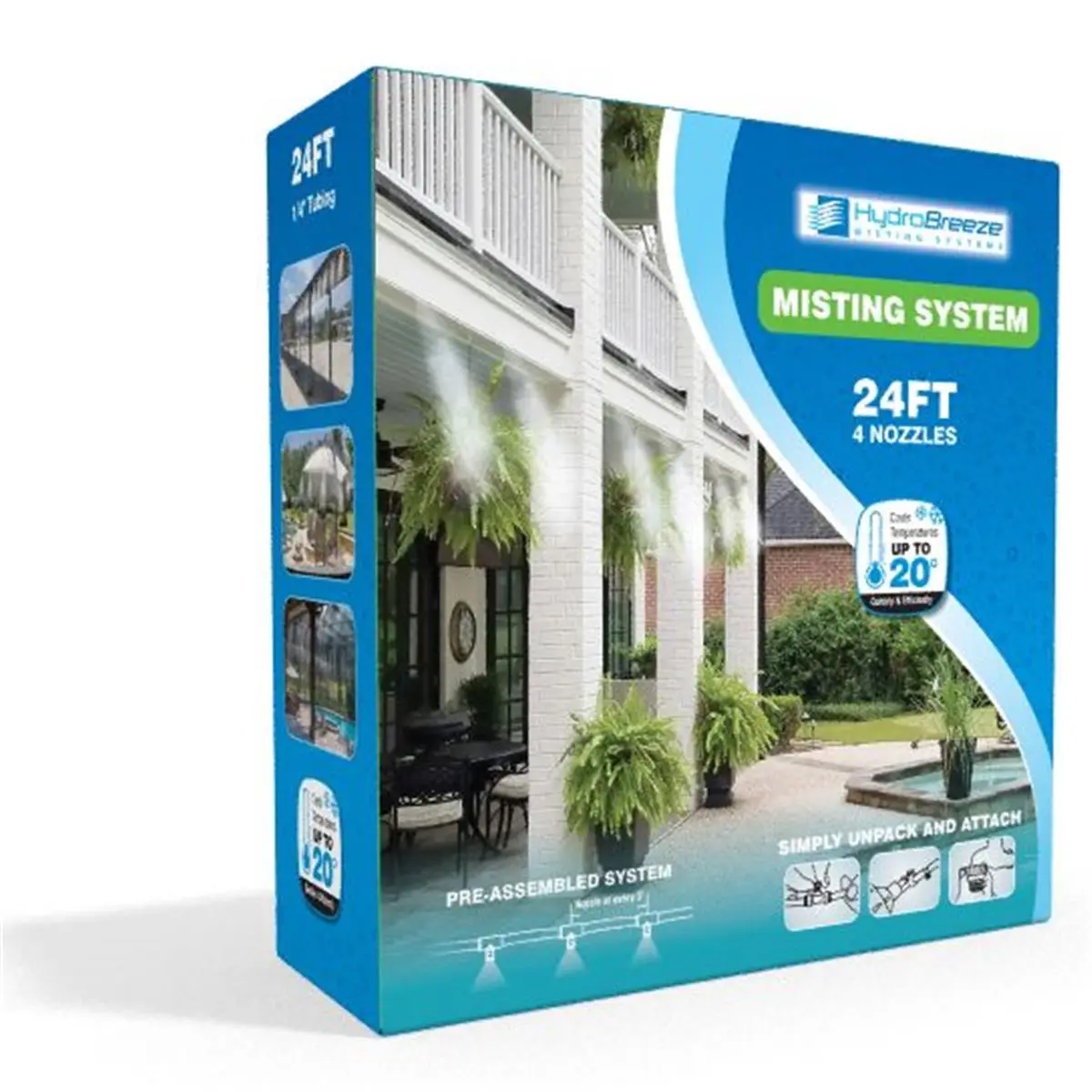 Hydrobreeze  36 ft. Slip Lok Fittings Misting System - 8 Nozzles, Adjustable Nozzle, Spray Nozzles