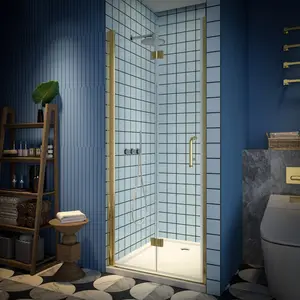 Adapt Allsumhome Bifold Shower Door 32-34 in.W x 72 in.H Pivot Swing Shower Doors,Brushed Gold,Tempered Shower Glass