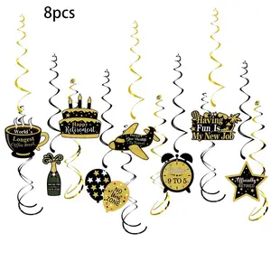 Happy Retirement Party Decorations Set, 8-Piece Spiral Hanging Ornaments, Perfect Gift for Retirees, Home & Garden Decoration, Party Decoration Supplies