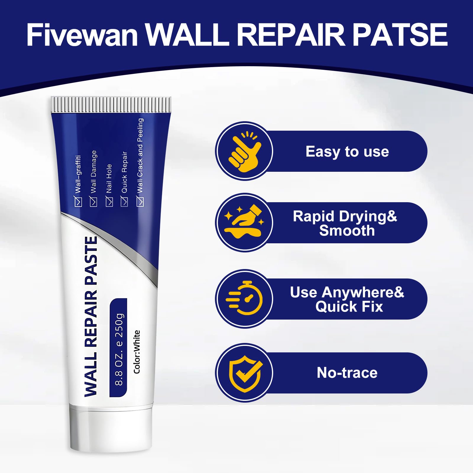 Drywall Patch Repair Kit 250g Wall Mending Agent Multi-functional Quick-drying Paste Adhesive Heavy Duty Concrete Sealant Waterproof Self-adhesive Drywall Patch Repair Kit 250g Wall Mending Agent Multi-functional Quick-drying Paste Adhesive Heavy Duty Concrete Sealant Waterproof Self-adhesive