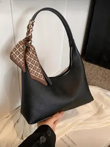 Minimalist Style Women's Underarm Bag with Scarf Included, Stylish and Functional Handbag for Everyday Use, Perfect Accessory