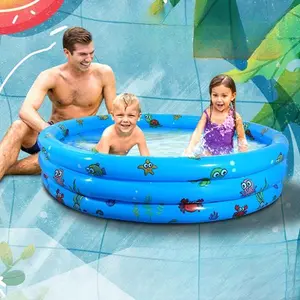 Inflatable Pool (51x13", Foldable, Bottom Drain, for 3 Kids Indoor Backyard)