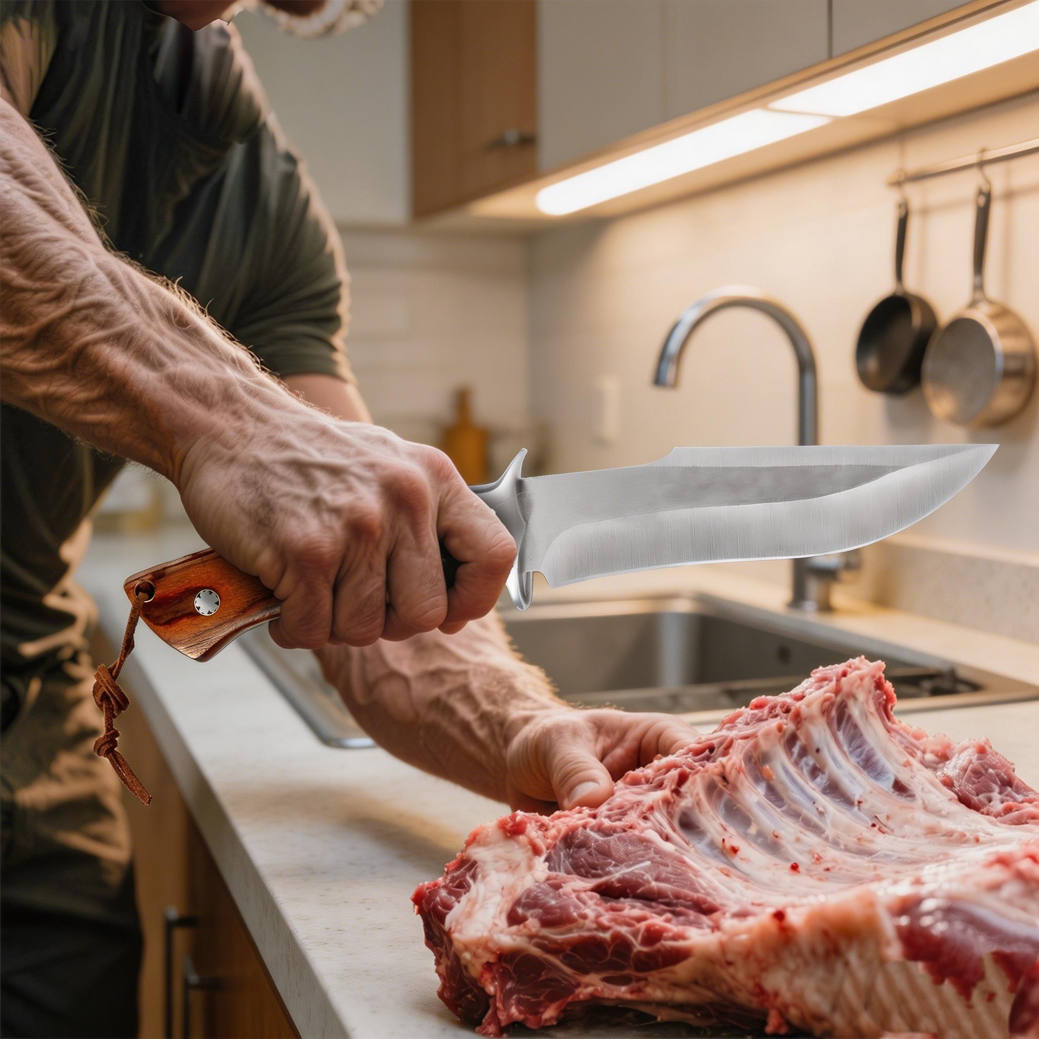 Premium Fruit Paring Knife with Genuine Leather Sheath, Stainless Steel Blade, Wood Handle for Kitchen & Outdoor