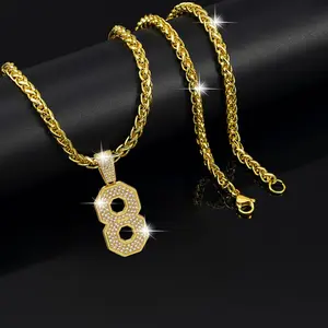 Hip Hop Number 8 Pendant Dragon Bone Necklace - Unisex Rapper Necklace, Suitable for Party Festivals, Holiday Gifts