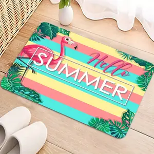 1pc Tropical Flamingo & Palm Carpet Rug - Soft Non-Slip Machine Washable Floor Mat Suitable for Living Room, Bedroom, Kitchen, Bathroom - Modern Jungle Decor with Fluffy Texture, Multiple Sizes (Small Spaces Friendly)