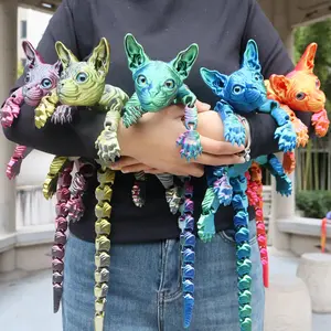 3pcs 3D Printed Cute Large Hairless Cat Decorative Figurine, Realistic Eyes, Colorful Kitten Gift Set, Perfect Holiday Party Decoration