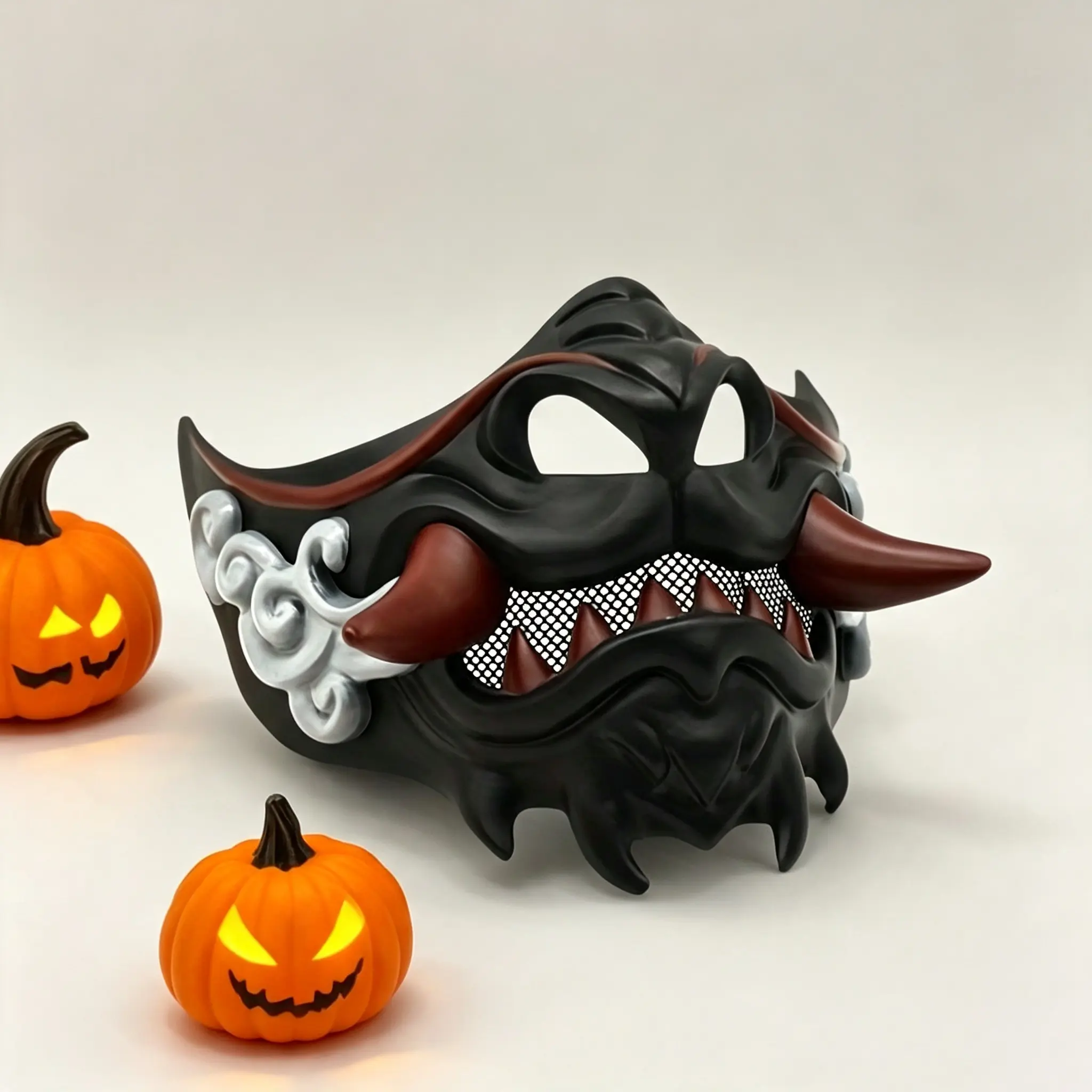 Halloween "Akahannya" (Red Hannya) Demon/Dark Warrior Mask – Japanese & Korean Style Costume Accessory