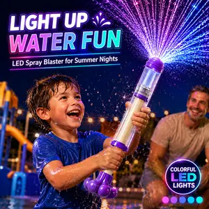 Glowing Rainbow LED Water Blaster Toy, Light Up Water Gun with Colorful LED Glow, Easy Fill Outdoor Summer Pool Toy for Kids, Easter Basket Gift, Halloween Party Favor, Christmas Gift