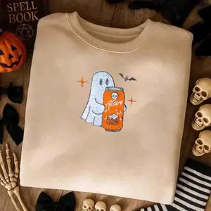 EMBROIDERED Ghost Alani Halloween Spooky Sweatshirt,, Cute Fall Embroidery Sweatshirt, Cozy Ghost Shirt, Ghost Energy Drink