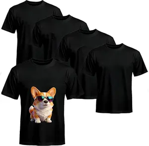 Joyclub 5 PCS Black Blank t Shirts Bulk Crew Neck Short Sleeve Wholesale Plain Polyester Shirt Tee for DIY Daily Wear