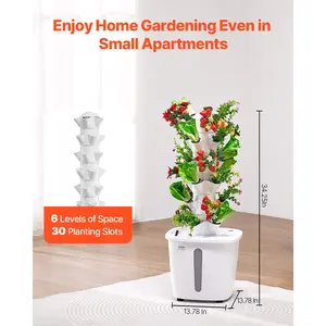 【Summervibes】VEVOR Hydroponic Growing System 30 Pods Indoor Smart Hydroponic Tower Garden with Pump