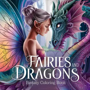 Fairies and Dragons: Fantasy Coloring Book: 8.5 "x 8.5" Magical Fairy and Dragon Illustrations for Stress Relief, Mindfulness and Relaxation (Fantasy Coloring for Relaxation)
