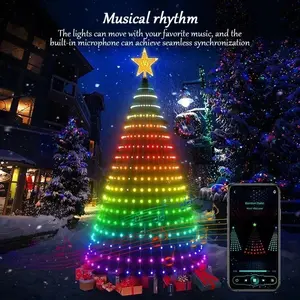 Tree Lights with APP & Remote Control - 400 LEDs RGB Color-Changing Light String, 11 Modes, Timer, Music Sync for Holiday Party & Christmas Decorations