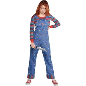 Women's Chucky Halloween Costume with Overalls & Mask - Child's Play Inspired