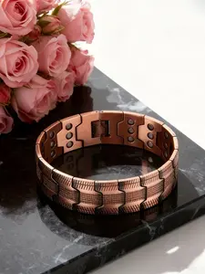 Men's Triple Strength Magnetic Metal Bracelet, 3500 Gauss Pure Copper, Low Allergy Jewelry, Father's Day Gift with Tool