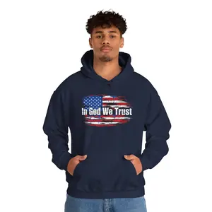 In God We Trust Hoodie | American Flag Distressed Graphic