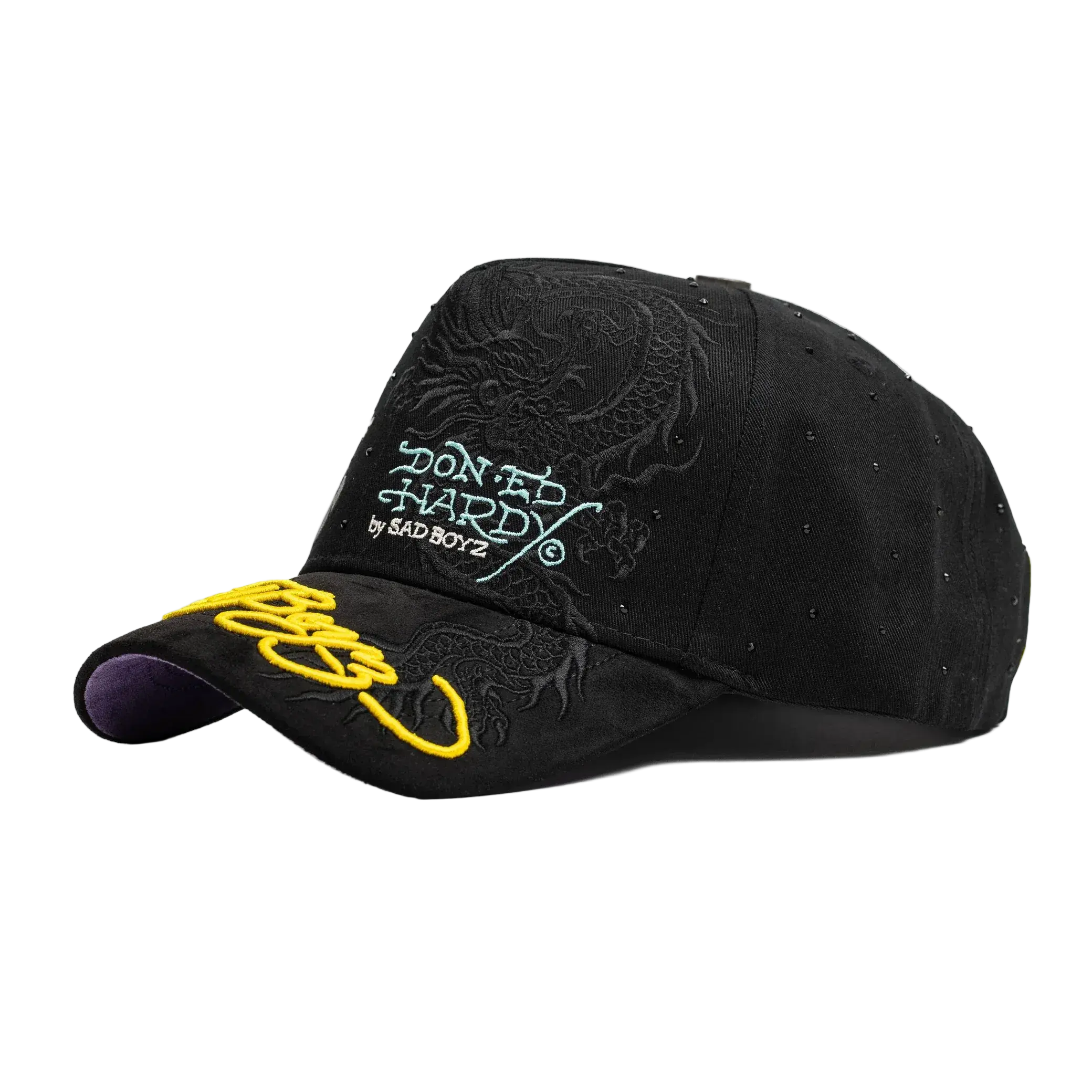 ED HARDY $ADBOYZ MUSICA Cap - Black with Yellow Logo, Ships 2-3 Business Days, Not Fullset