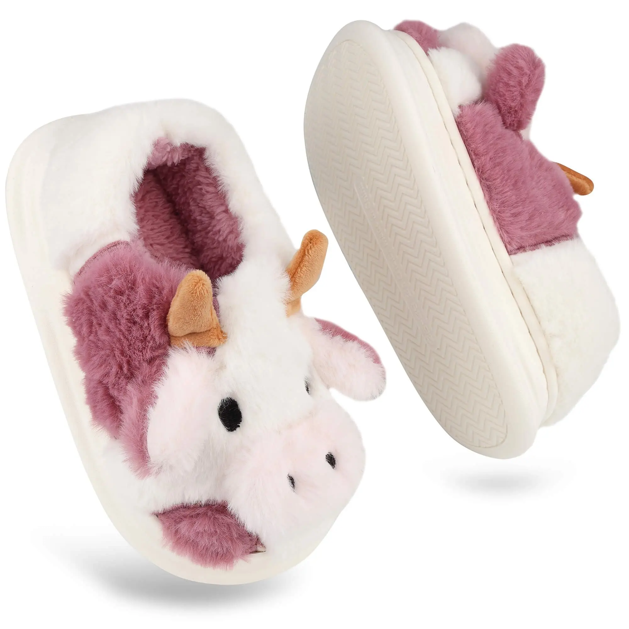 Fluffy Cute Cozy Cartoon Cow Cotton House Slipper Womens Milky Cows Animal Preppy Funny Furry Kawaii Bedroom Pillow Cloud Slippers for Women Indoor and Outdoor
