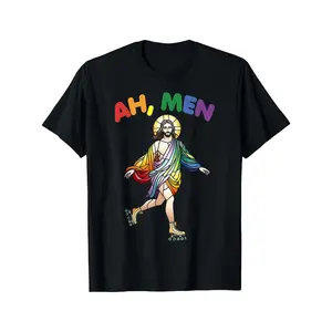 Ah Men LGBT Rainbow Flag Christian Gay Pride T-Shirt for Men Women Couple| Trendy Tops, Short Sleeve, Street Style, Comfort Tee, Casual Summer Tee, Must-have Fashionable Tee