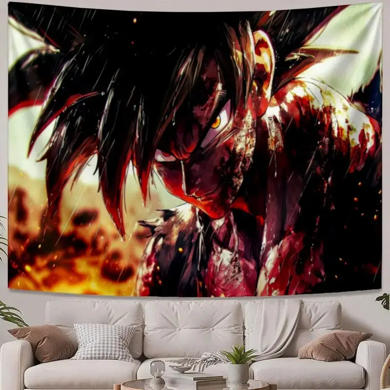 Battle Damaged DBZ Anime Warrior Tapestry - Decorative, Lightweight Polyester Printed Wall Hanging, Manga Inspired Home Decor for Bedroom, Wedding Backdrop, Table Accent
