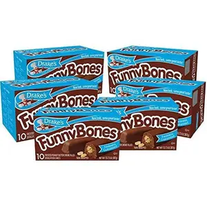 Drake's Funny Bones, 6 Boxes, 60 Twin-Wrapped Peanut Butter Creme-Filled Devils Food Cakes