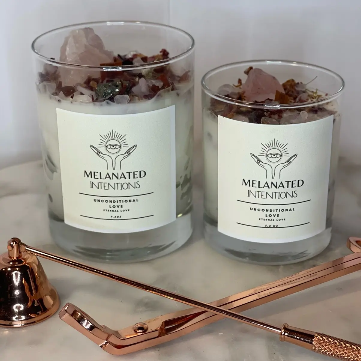 Unconditional Love Crystal Intention Candle + Decor+ Freshener+ Ornaments+self love + Romance + Love
