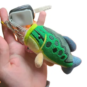 Plush Fish Keychain with Elastic Attachment- Largemouth Bass