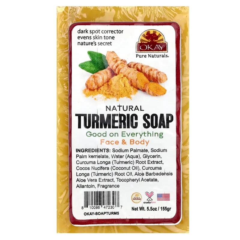Okay Pure Naturals Natural Turmeric Bar Soap, Face & Body, 5.5 oz (155 g)